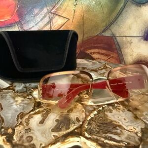Marc By Marc Jacobs Gold and Red Aviator Sunglasses